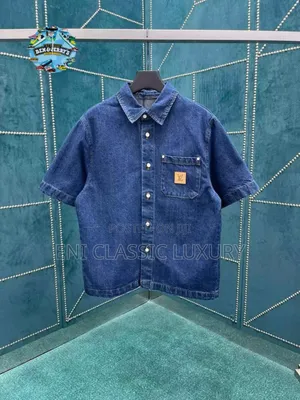 New Expensive Luxury Lv Signature Denim Short Sleeve Shirts