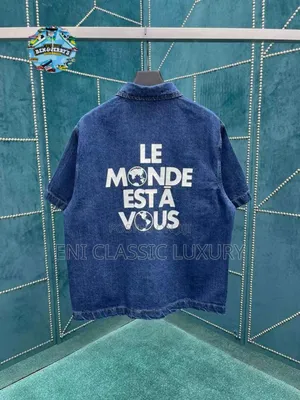 New Expensive Luxury Lv Signature Denim Short Sleeve Shirts