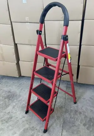 Red Kitchen Ladder Fiber Ladder 4 Steps