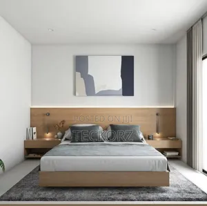 Wooden Floating Bed Frame With Led Lights