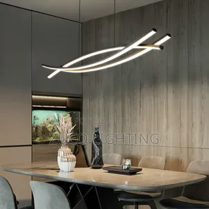 Dimmable Modern Chandelier, Led 3-Lights Linear Lightin