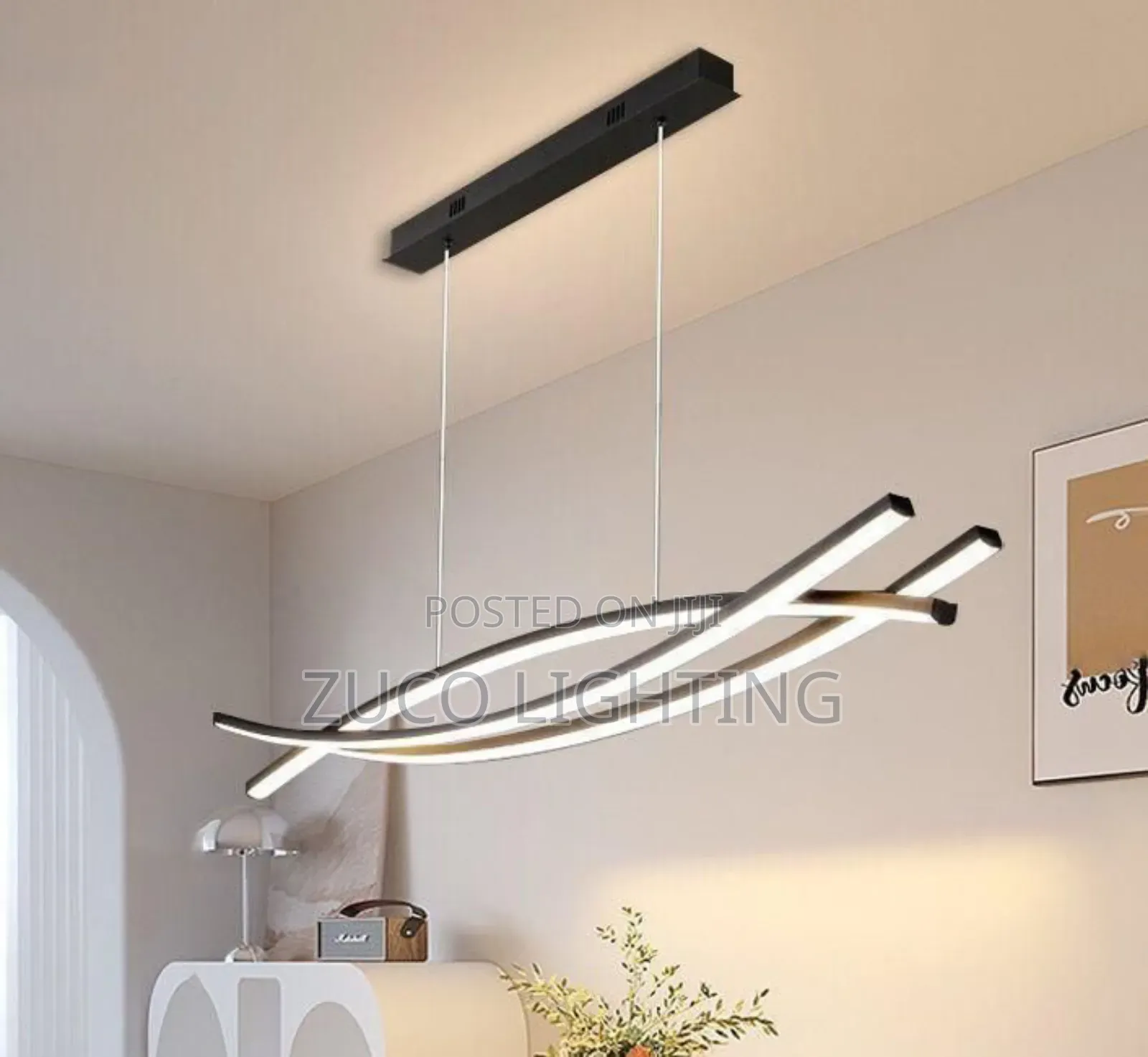 Dimmable Modern Chandelier, Led 3-Lights Linear Lightin