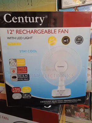 12" Century Rechargeable Table Fan