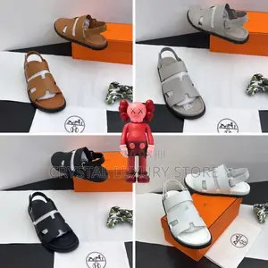 Hermes Quality Luxury Men Genuine Leather Sandals