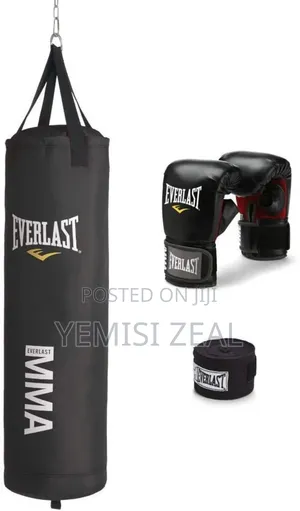Boxing Bag, Wraps and Gloves