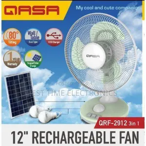 12" Qasa Solar Rechargeable Table Fan