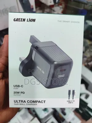 Green Lion Ultra Compact Gan Wall Charger With Type C to C
