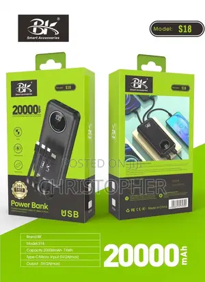 20000mah Super Fast Charging Power Bank With 4 Inbuilt Cable