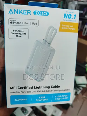 Anker Zolo Power Bank 20,000mah 30w Built-Inusbc Lightning