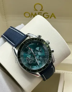 Original Omega Blue Faux Leather Strap Watch