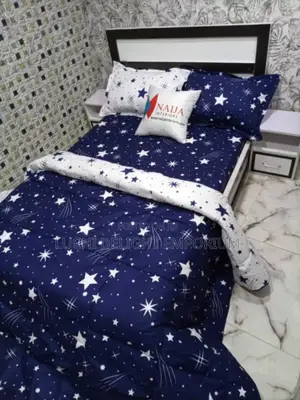 Star Mix Blue And White Duvet, Bedsheet And Pillow Case