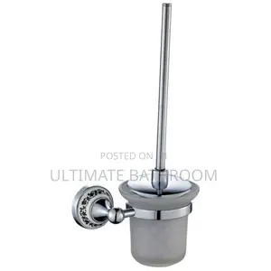 Chrome Glass Toilet Brush With Flower Design
