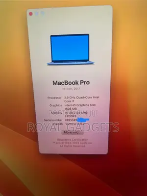 Laptop Apple MacBook Pro 2017 16GB Intel Core i7 SSD 512GB
