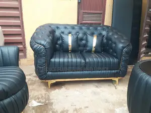 Sofa Set of Chair Black Leather