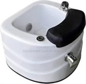 White and Stainless Pedicure Bowl
