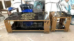 Italian Versace Center Table With Side Stool