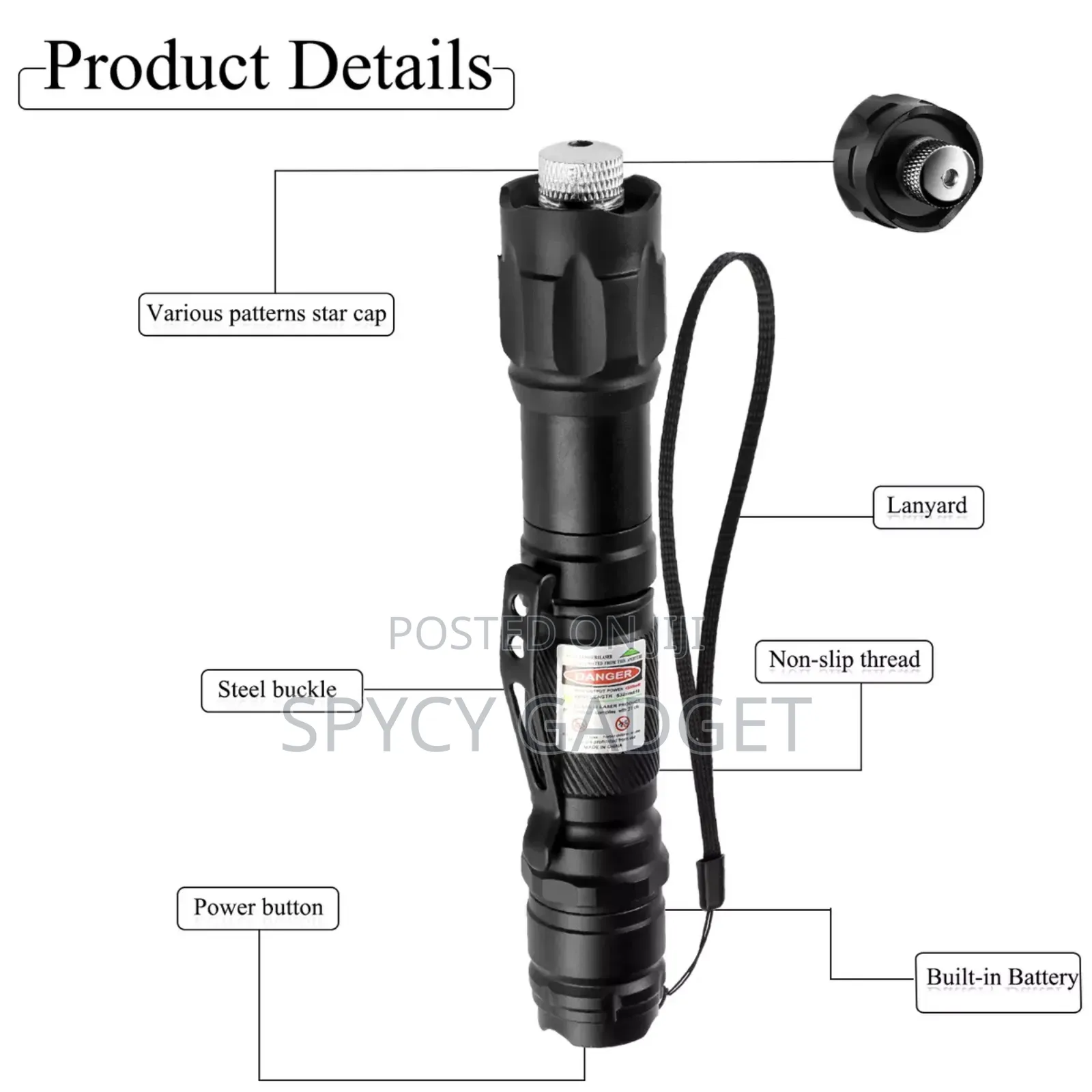 Long Range Laser Pointer With 5 Star Cap