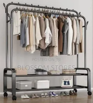 68kg Double Pole Cloth Rack Hanger With Tyre