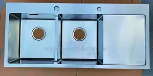 Luxury Handmade Kitchen Sink Double Bowl With Single Tray