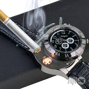 Lighter Usb Leather Men's Wrist Watches