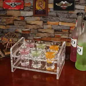 Quality Acrylic 6holes Tequila Rack With Side Handle