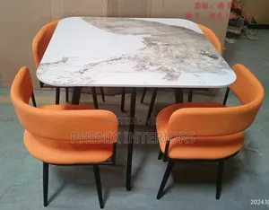 Modern Orange Colour Dinning Table Set With 4 Seater