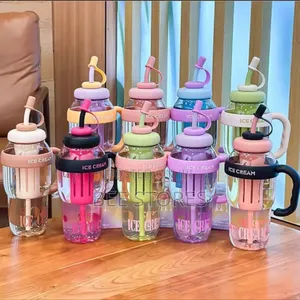 Plastic Water Bottle Cute Sippy Cup Leakproof With Straw