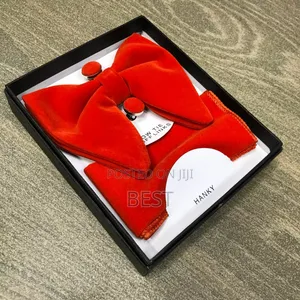 Coral Red Quality Velvet Butterfly Bow Tie for Men