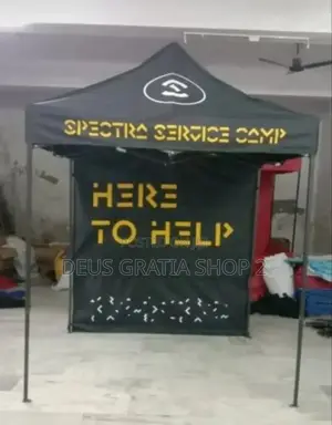 6 by 6 Foldable Canopy Tent With Branding and 1 Side Cover