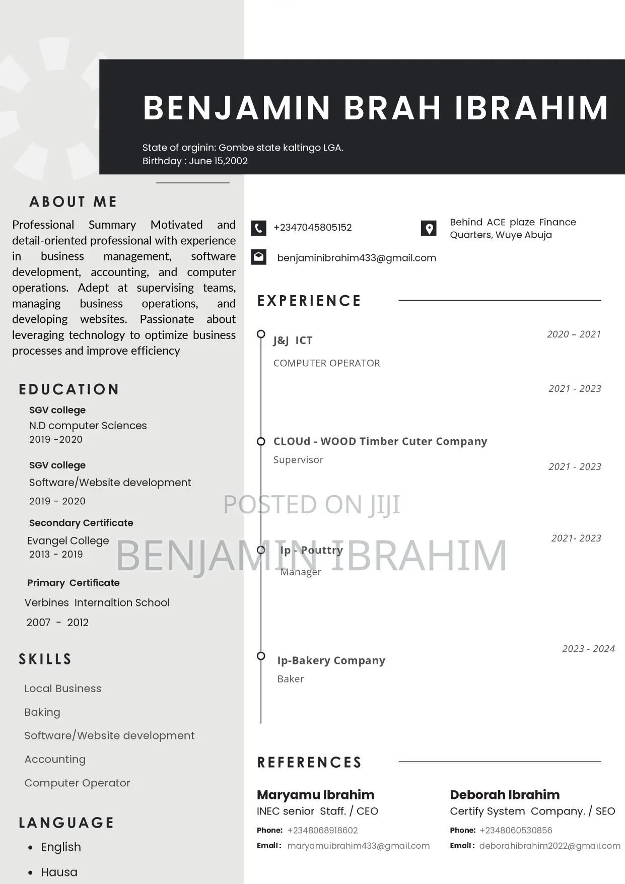 Computer Operator and Neternet Research/ Software Developmet