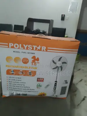 Get Instant Cooling! Polystar 18'' Solar Rechargeable Fan