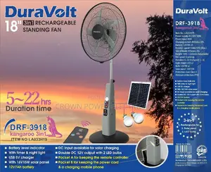 18”Inch Rechargeable Standing Solar Fan + Panel