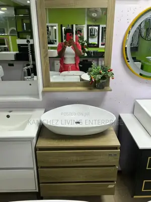 Modern Bathroom Vanity Sink With Wooden Cabinet