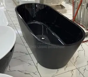 Luxury Acrylic Black Freestanding Bathtub - Modern Elegant
