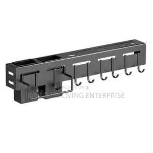 Black Wall-Mounted Kitchen Rack With Hooks Holders