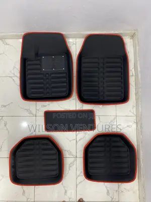 Universal Black With Red Line Leather Foot Mat