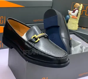 Oggi Black and Brown Leather Corporate Shoe