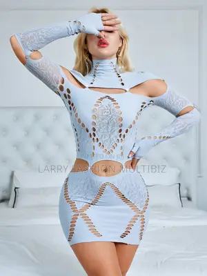 Highneck Cut Out Mesh Gown