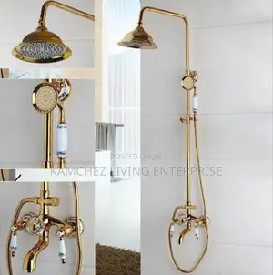 Luxury Gold Standing Shower System Complete Set