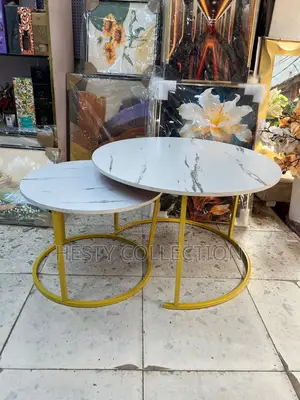 Nesting Nordic Fancy Round Faux Marble Centre Table