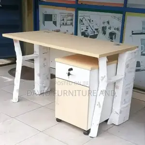 Metal Leg Table With Mobile Drawer