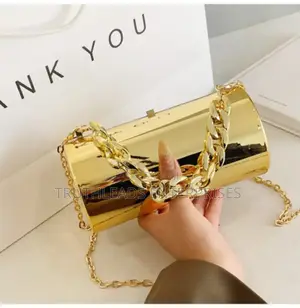 Gold Acrylic Mirror Cylindrical Bag