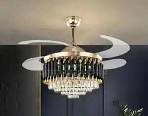 Crystal Luxury Fan Chandelier Light for Living Room, Nice