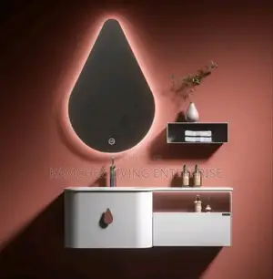 60*90 Teardrop Led Mirror With Floating Bathroom Vanity Set
