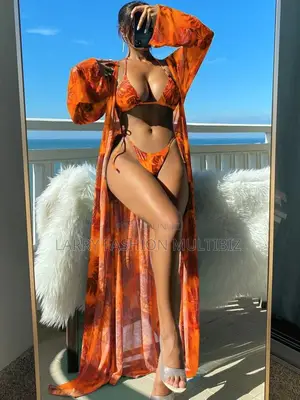 Tropical Bikini Set With Kimono
