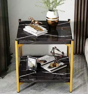 Square Shape Corner Side Table/Stool With Gold Plated Stand