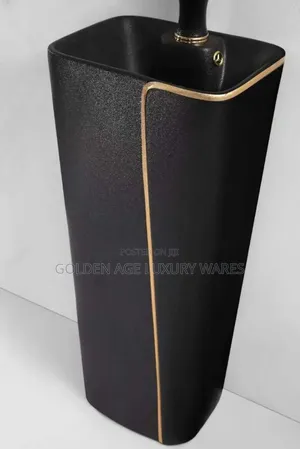 Black Standing Basin With Gold Line