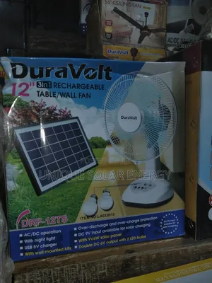 12" Duravolt Rechargeable Table Fan With Panel