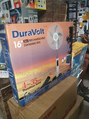 16" Duravolt Ac Dc Rechargeable Fan With Panel and Bulbs