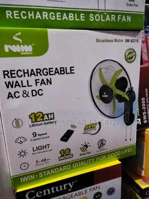 16" Iwin Rechargeable Ac Dc Wall Fan